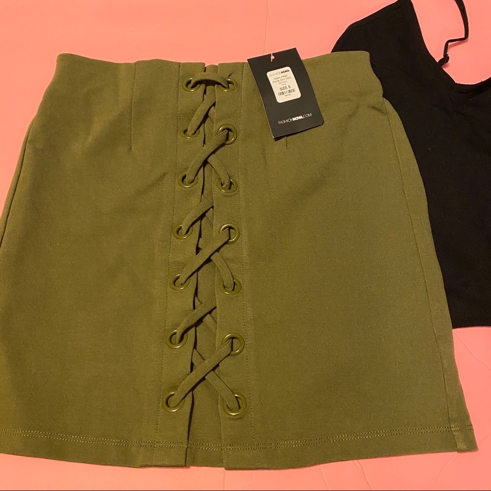NWT Lace up mini skirt